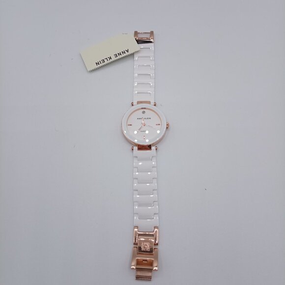 Anne Klein Women\'s Genuine Diamond Dial White Ceramic Band Watch AK/1018RDWT NWT main image 12